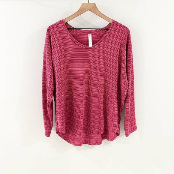 Athleta Cloudlight Stratus Striped Top Pink Red Size XL - Picture 5 of 9